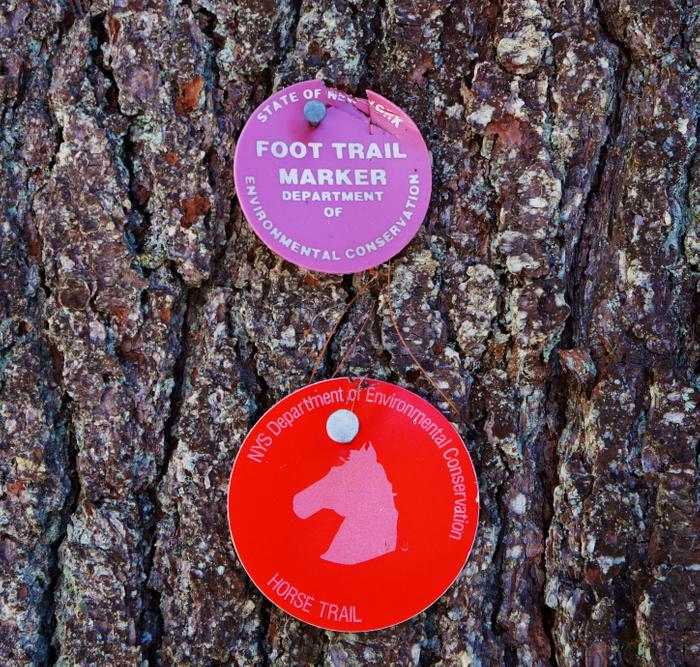 The Brookside Trail is marked with red markers. (Credit: https://hikingthetrailtoyesterday.wordpress.com/)