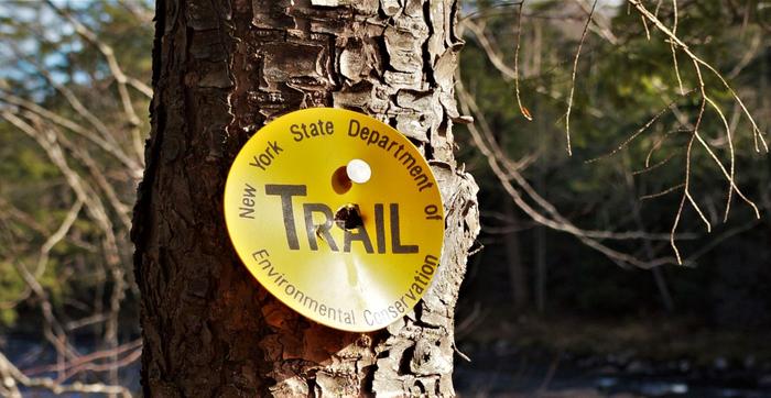The trail is marked with yellow markers (Credit: Credit: Wm Hill- Hiking the trail to yesterday)