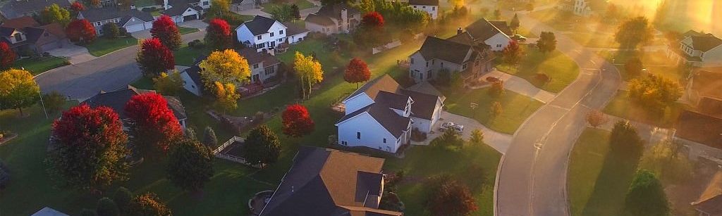 arial image of neighborhood at dawn