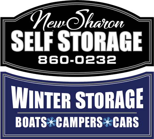 New Sharon Self Storage winter storage sign