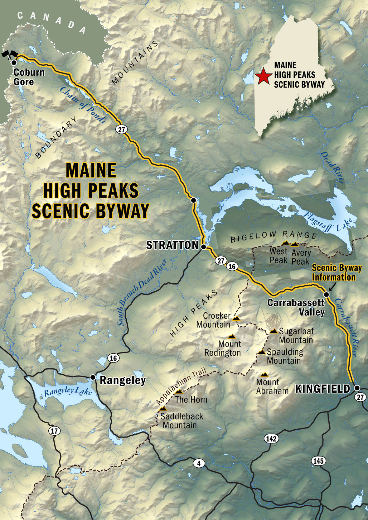 Maine High Peaks Scenic Byway Map