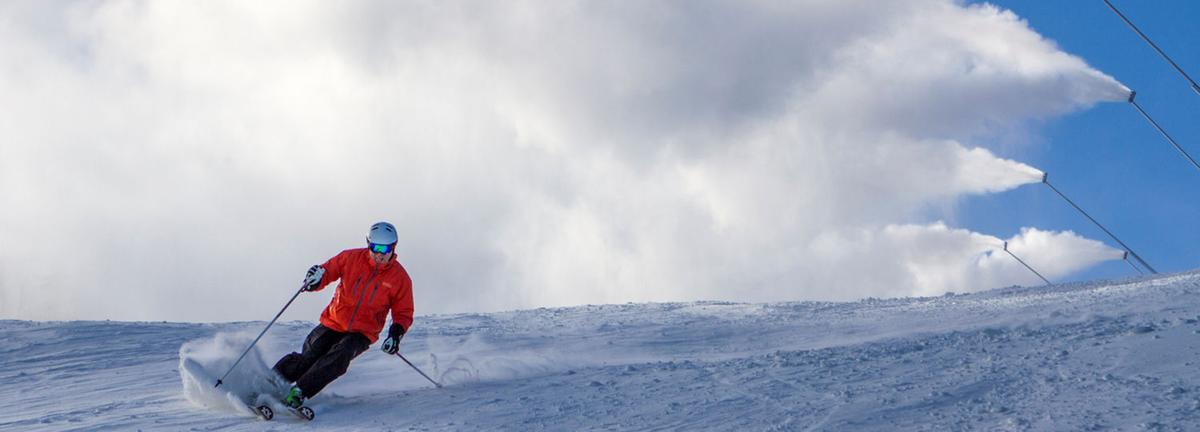 Skiing the snowfield at Sugarloaf