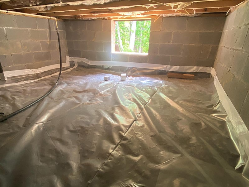 vapor barrier installed in crawl space