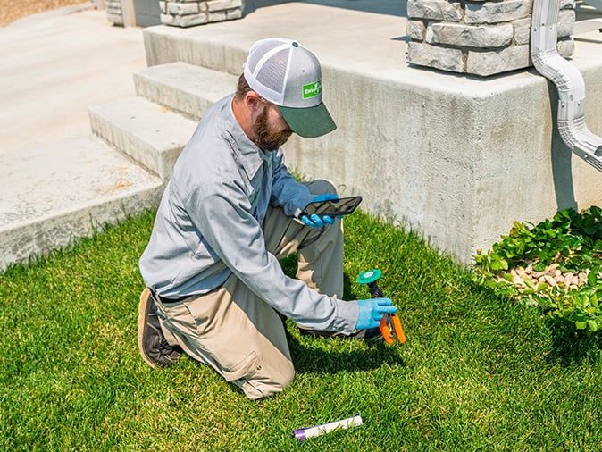 technician checking sentricon station for termite activity