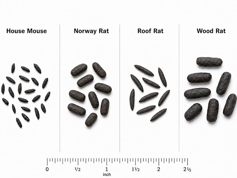 comparison chart of mouse poop and rat droppings