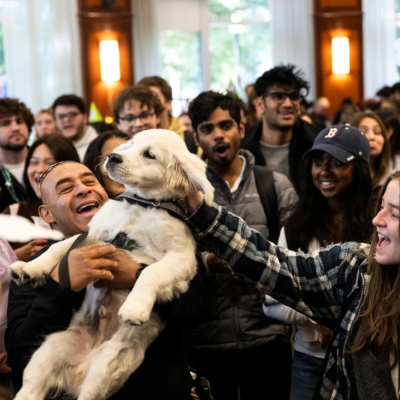 People around the police dog
