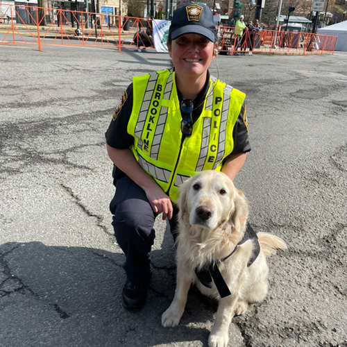 Brookline Police Officer Katerine McCabe and Comfort Dog Bear