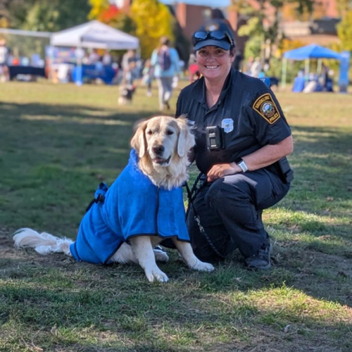 Brookline Police Officer Katerine McCabe and Comfort Dog Bear