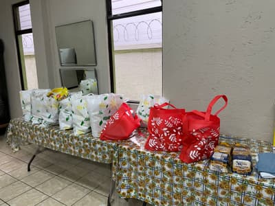 Generous donors send funds to purchase food for families.