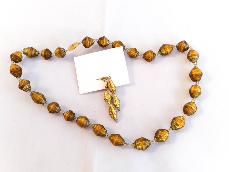 Uganda Paper Bead Necklace & Earring Set