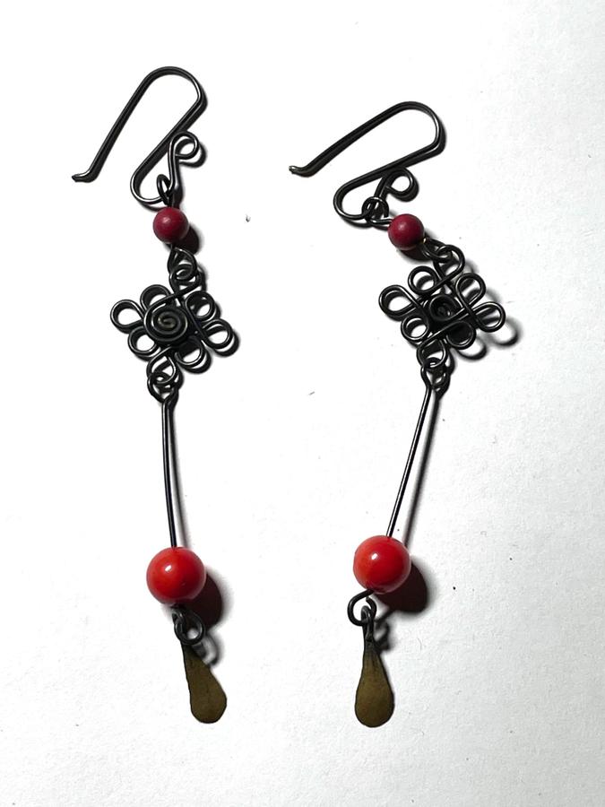 Mexico Wire Bead Dangling Earrings