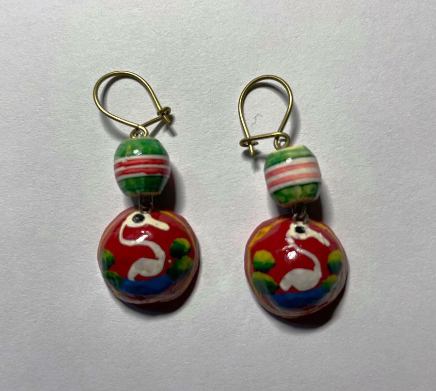 Mexico Painted Wooden Earrings