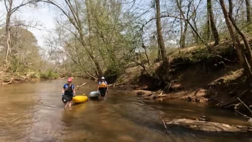 Walking up Lawson's Fork Creek (Credit: pcumalander-frick)