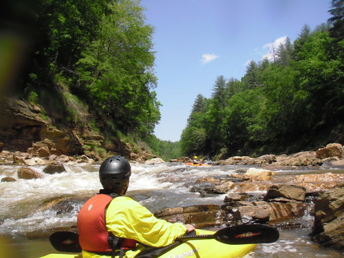 whitewater paddler along Twelve Mile Creek (Credit: John Lane)