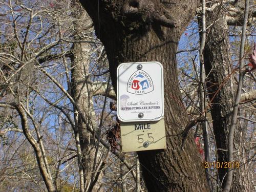 Mile Marker at Lynches River Park Landing (Credit: Wayne Schaefer)