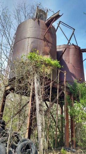 Old water storage tanks just north of HWY 86 bridge. (Credit: Timotht G. Parrish)