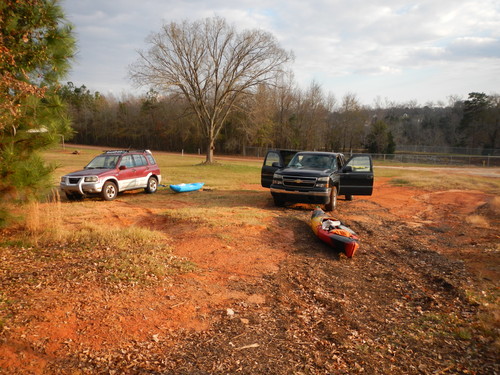 small parking area next to take out above Ware Shoals Dam (Credit: Upstate Forever)