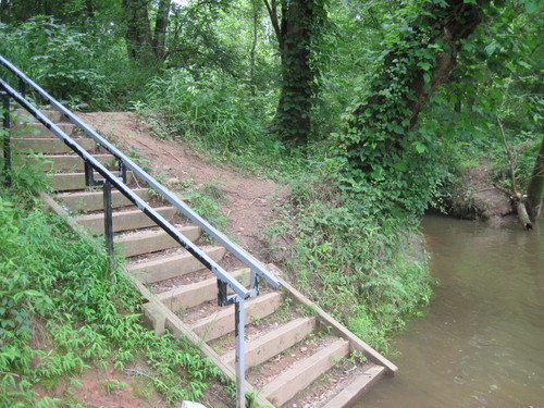 stairs leading down to Saluda River at Beacham Road access (Credit: Upstate Forever)