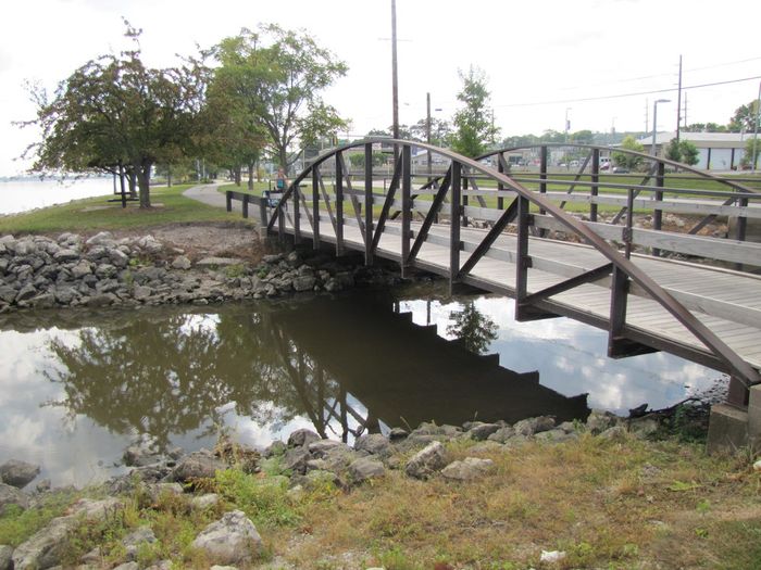 The footbridge is great for walking, running, and biking.