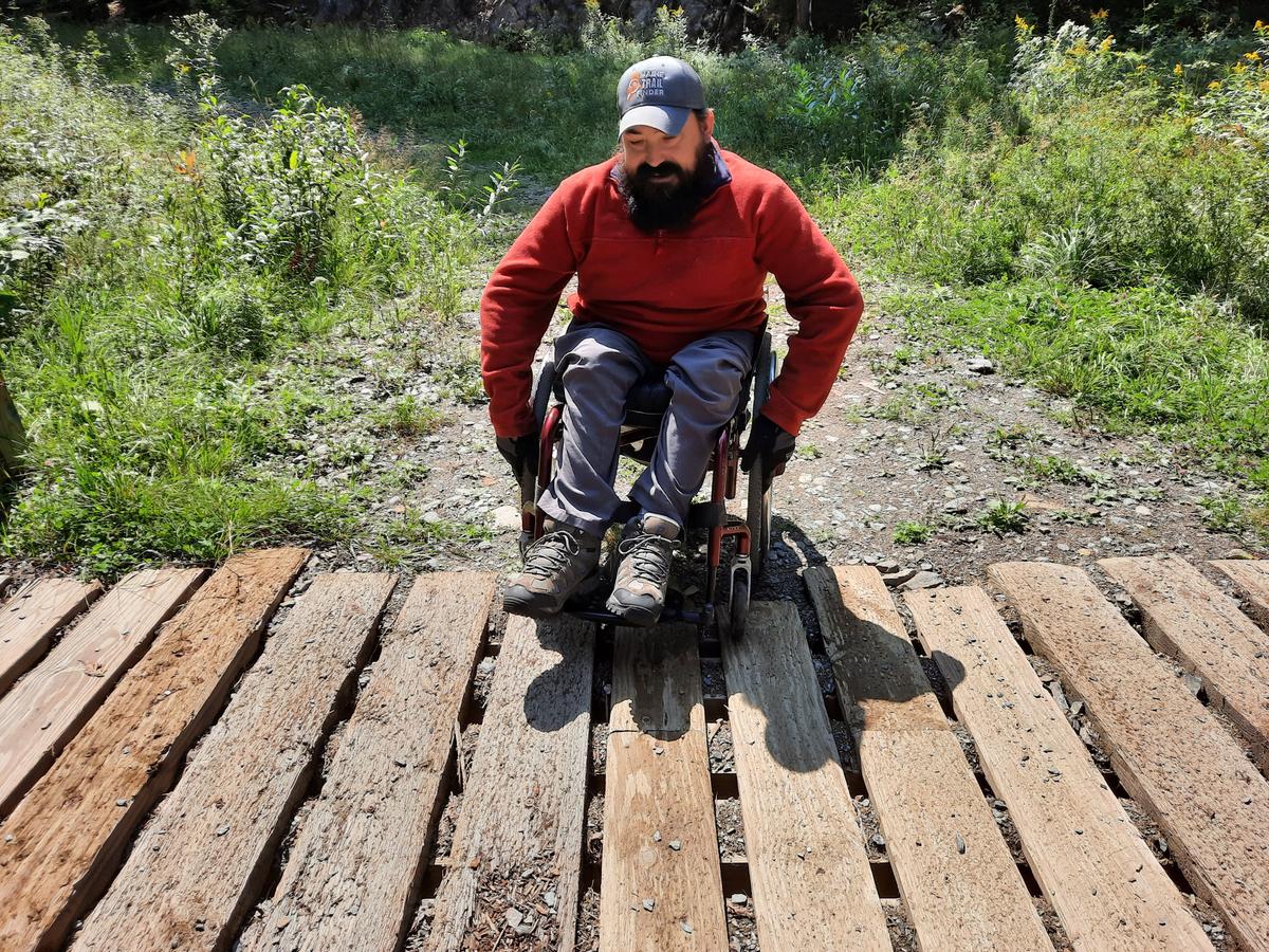 The gaps on the bridge compared to Enock's chair. Photo credit Enock Glidden