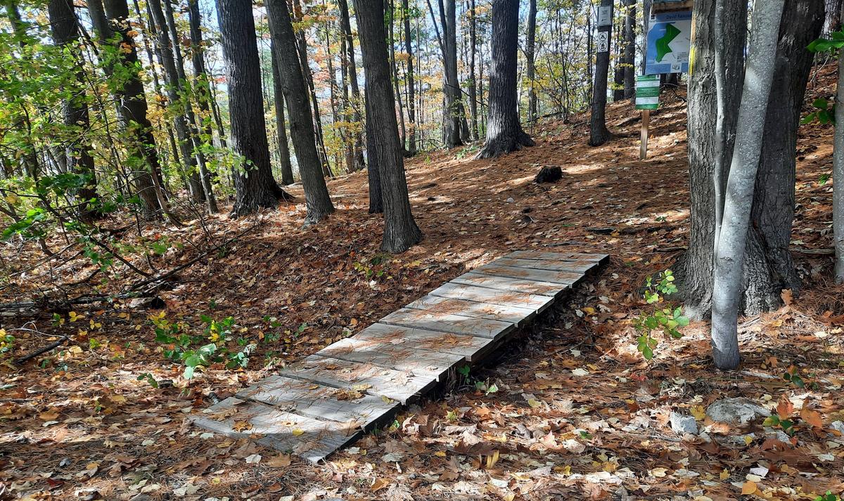 The boardwalk at the entrance to the David Rancourt River Preserve. Photo credit: Enock Glidden