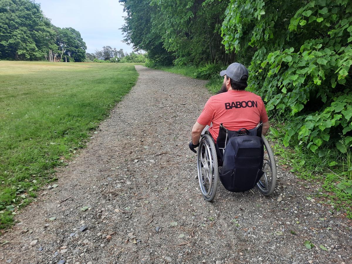 Heading down the trail at Mackworth Island.