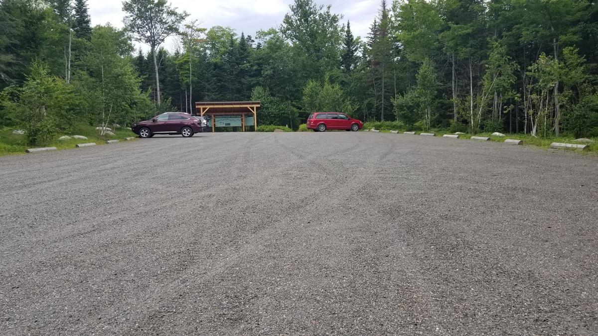 Parking lot at Penobscot River Trails.