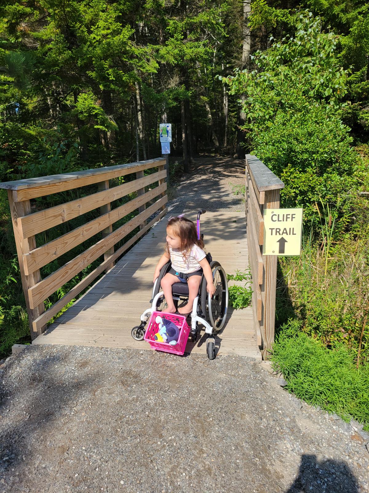 Aggie crossing one of the bridges.