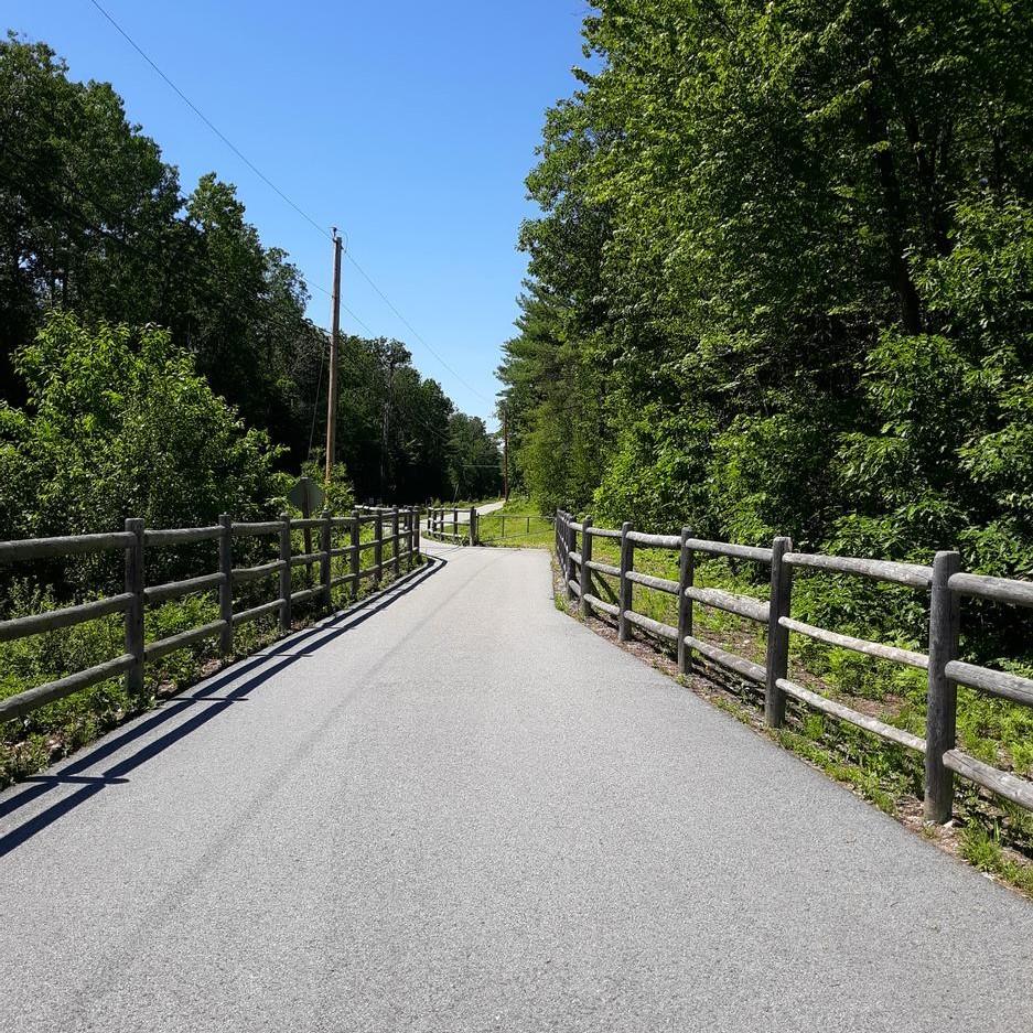 A adventure course for wheelchairs is chalked in at teh beginning of the Bethel Pathway