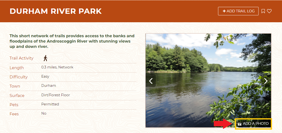 Add photos directly from detailed trail pages!