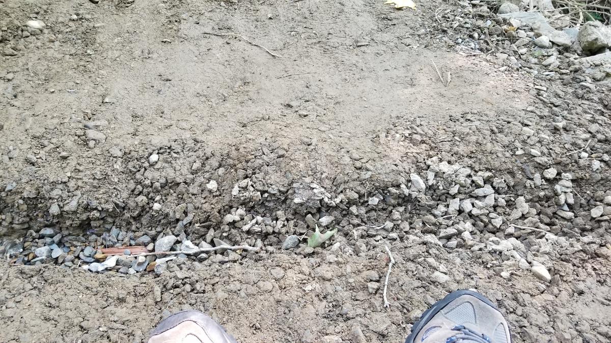 Trench perpendicular to the trail built to let water drain.