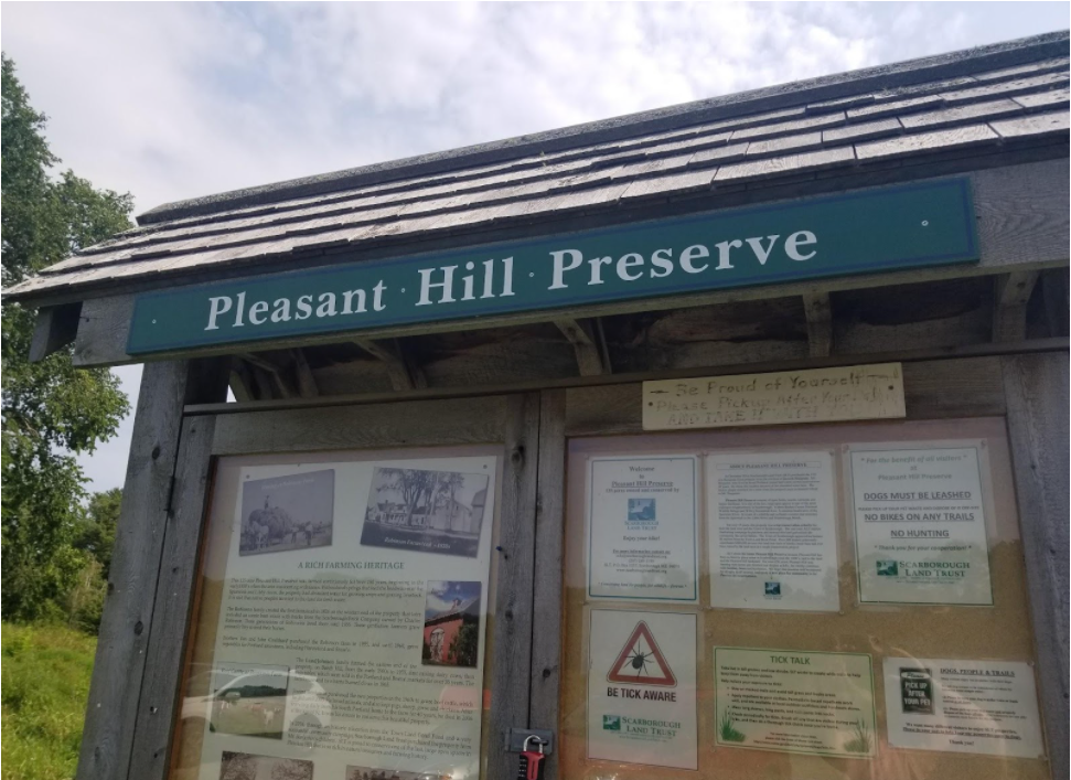 The kiosk at the beginning of the trails. Photo credit: Enock Glidden