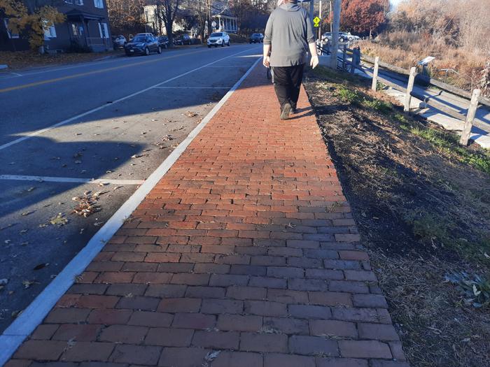 Trail surface on the sidewalks through Hallowell (Credit: Enock Glidden)