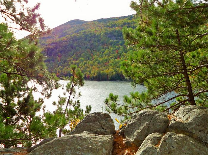 Trail junction, along Upper South Branch Pond (Credit: Hope Rowan)