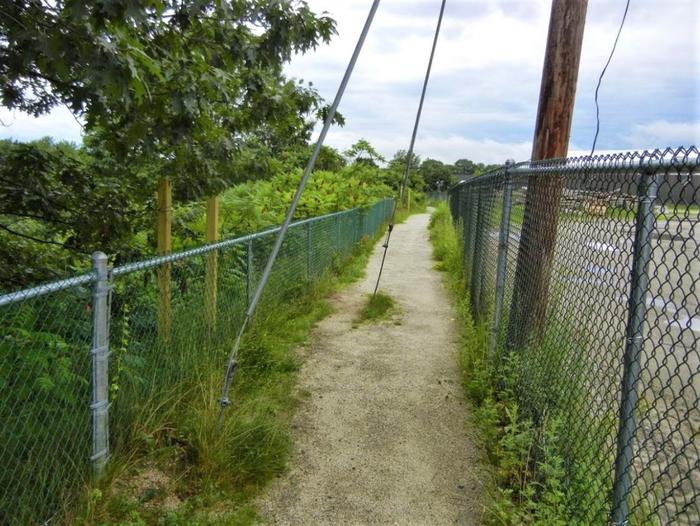 Guy wire &amp; anchor, Middle School side of trail (Credit: Healthy Oxford Hills)