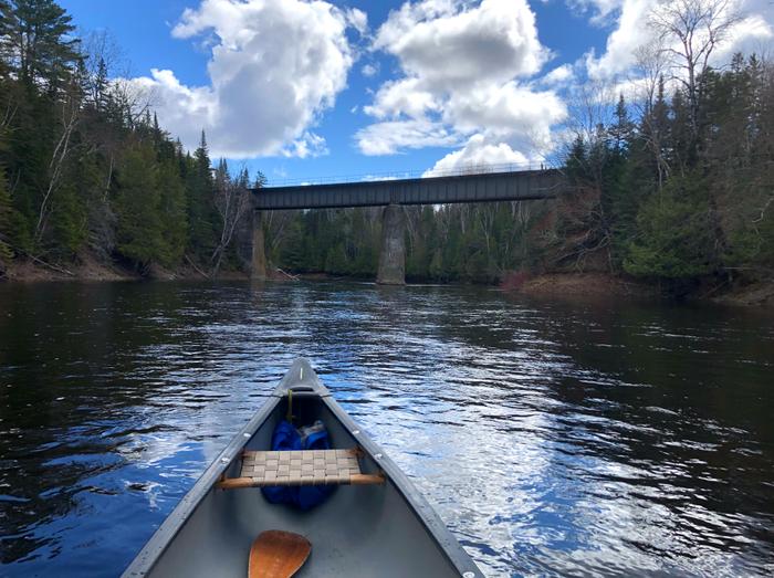 Railroad bridge shortly after the put-in (Credit: Zip Kellogg)