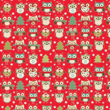 Owls Be Home For Christmas 1658410B Joyous Owls Red