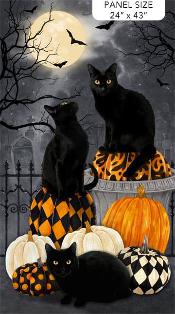 Hallow's Eve Black Cat Panel Black Multi 27080-99