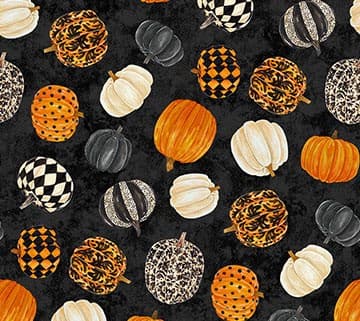 Hallow's Eve Pumpkins Black Multi 27085-99