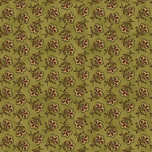 A Moose in the Woods Tossed Jacobean Flower Green 0311443B