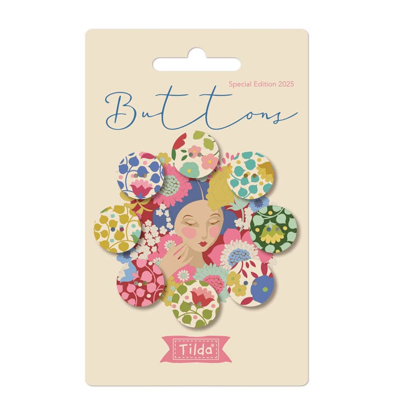 Wallflower Buttons 0.63in 8 Pieces Red/Green