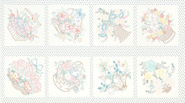 Basket of Blooms Vintage Panel Colored