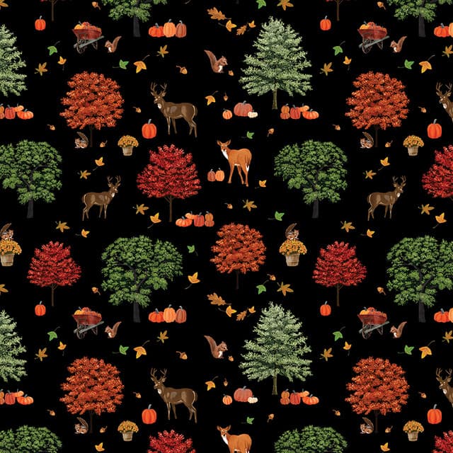 2024 All New England Shop Hop Fabric Fall Black 1477612B