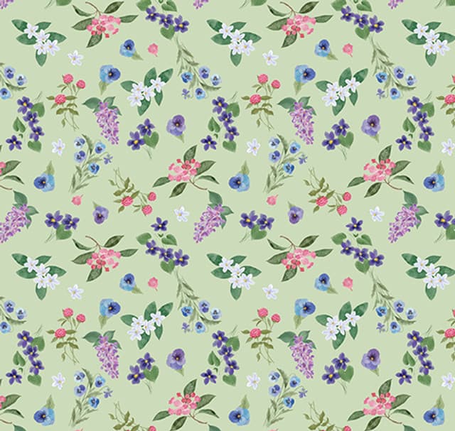 2024 All New England Shop Hop Fabric Spring Little Flowers Light Sage 1478040B