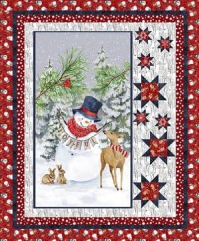 Joyful Snowmen Staggered Stars Quilt Size 50" x 60"