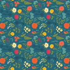 First Blooms Pressed Flowers Denim C16321