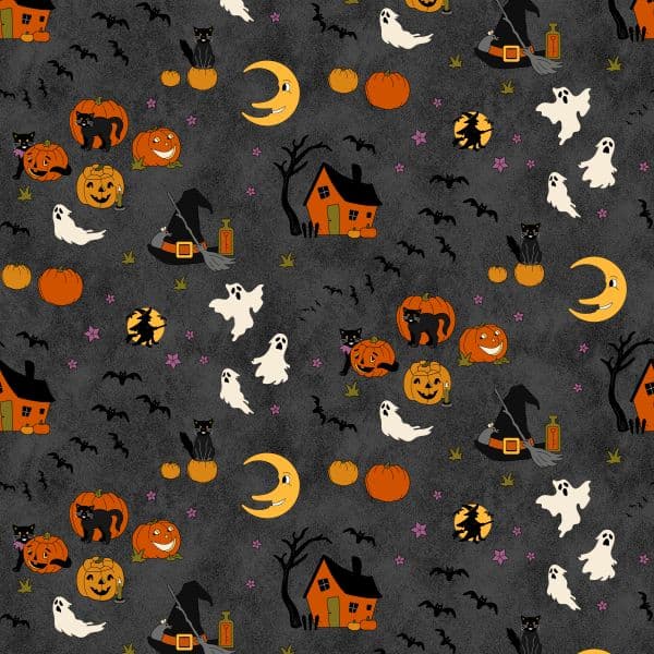 No Tricks, Just Treats  Motif Allover Gray 1335 93