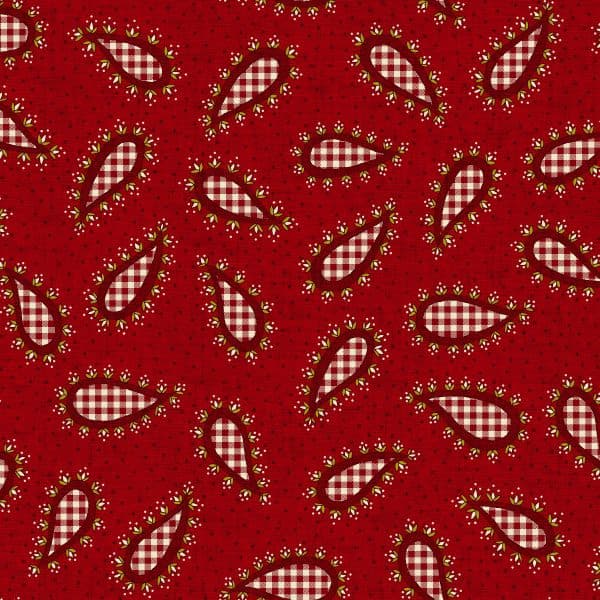 Garnets & Gingham  Small Gingham Paisley Garnet 1351 88