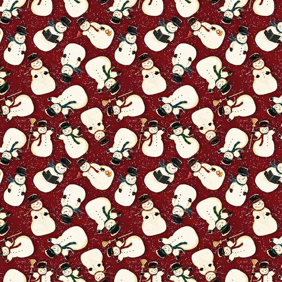 Snovalley Tossed Snowmen Dark Red 3870 83