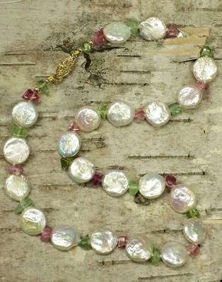 Maine Tourmaline and Coin Pearl Necklace